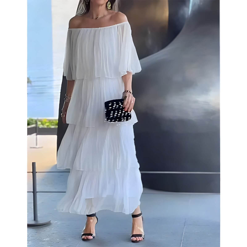 Vestido Mídi de Chiffon Plissalure