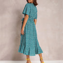 Vestido Mídi Transpassado Florets